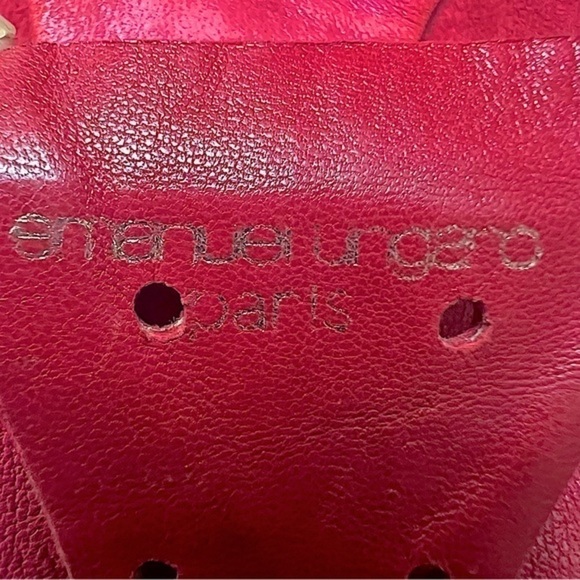 Emanuel Ungaro Red Leather Belt With Gold Accents